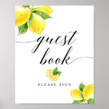 Citrus Lemon Guest Bok Sign 8x10"