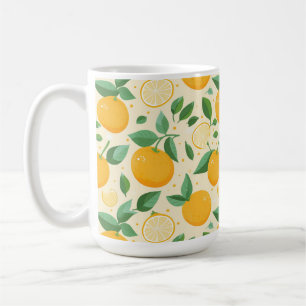 Citrus lemon gult tropical Frukt mönster Kaffemugg
