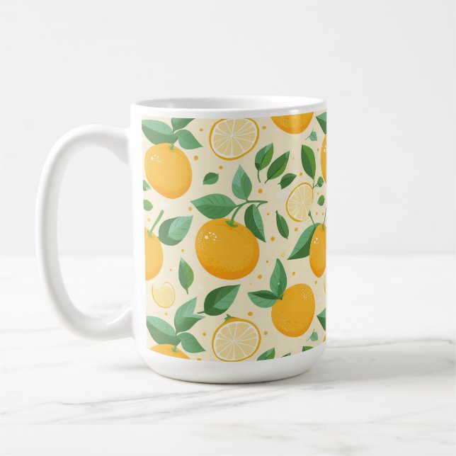 Citrus lemon gult tropical Frukt mönster Kaffemugg (Vänster)