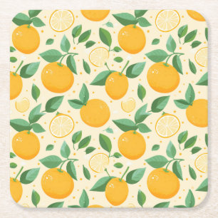 Citrus lemon gult tropical Frukt mönster Underlägg Papper Kvadrat