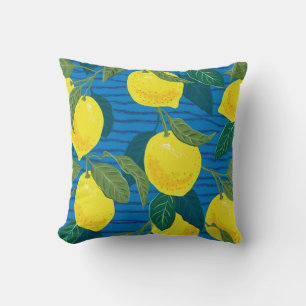 Citrus Lemon: Hand-Drawn Vintage Seamless. Kudde