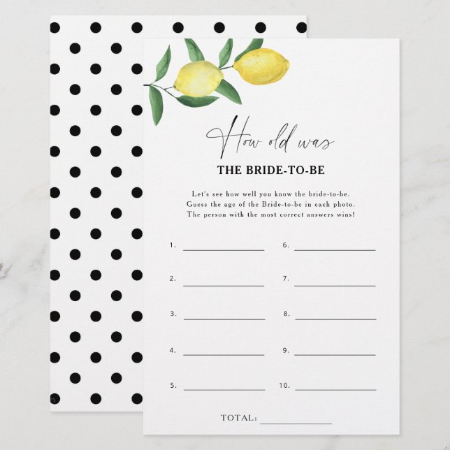 Citrus lemon - Hur gammal var bruden? (Fram/baksida)