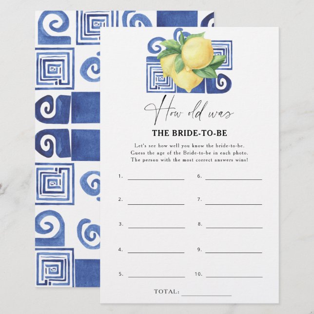 Citrus lemon - Hur gammal var bruden? (Fram/baksida)