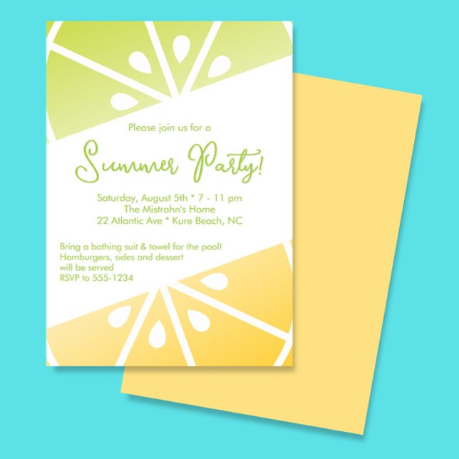 Citrus Lemon Lime sommar Party Inbjudningar (Skapare uppladdad)
