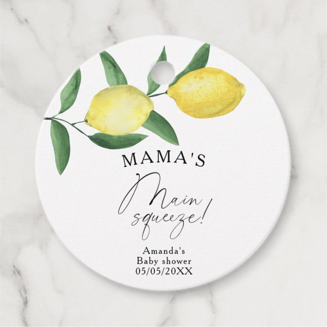 Citrus Lemon - Mamma huvudsakligen klämmande babyd Gåvor Etiketter (Framsida)