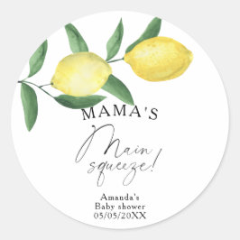 Citrus Lemon - Mamma huvudsakligen klämmande babyd Runt Klistermärke