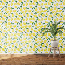 Citrus Lemon Mediterranean Gult White Watercolor