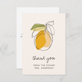 Citrus Lemon Modern Line Teckning Möhippa Tack Kort