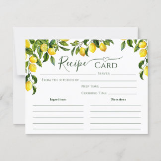 Citrus Lemon Möhippa Recept Card Inbjudningar