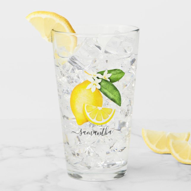 Citrus Lemon Monogram Glaskopp (Framsida Ice)