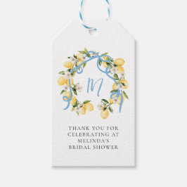 Citrus Lemon Monogram-Möhippa för huvudsaksundersö Presentetikett