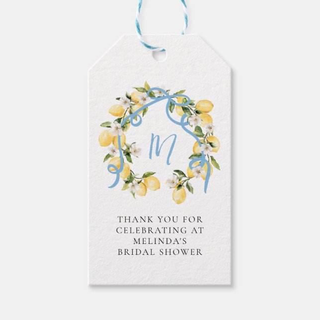 Citrus Lemon Monogram-Möhippa för huvudsaksundersö Presentetikett (Framsidan)