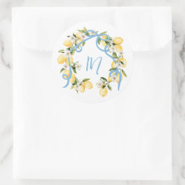 Citrus Lemon Monogram-Möhippa för huvudsaksundersö Runt Klistermärke