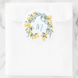 Citrus Lemon Monogram-Möhippa för huvudsaksundersö Runt Klistermärke