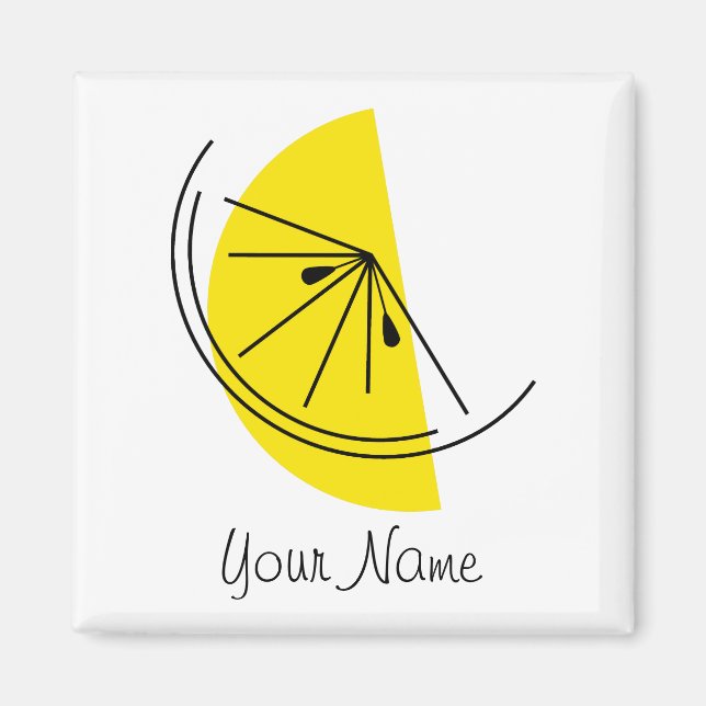 Citrus Lemon Namn magnet square (Framsidan)