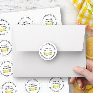Citrus Lemon Namn och Adress Runt Klistermärke
