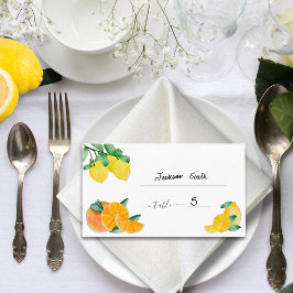 Citrus Lemon och Orange Bröllop Bord-platskort Visitkort