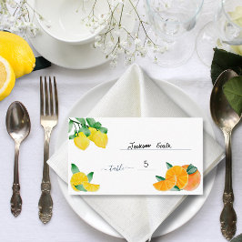 Citrus Lemon och Orange Bröllop Bord-platskort Visitkort