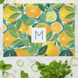 Citrus Lemon Orange Lime INITIAL Artisan Colorful Kökshandduk