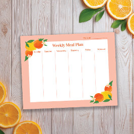 Citrus Lemon Orange Weekly Meal Plan Notepad Anteckningsblock