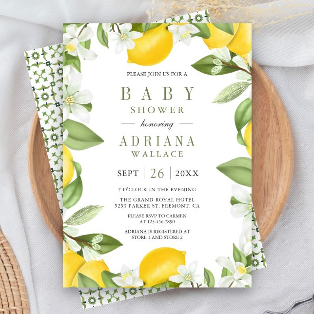 Citrus Lemon Orchard Botanical Summer Baby Shower Inbjudningar (Skapare uppladdad)