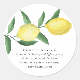 Citrus lemon - Prayer Candle-etikett Runt Klistermärke