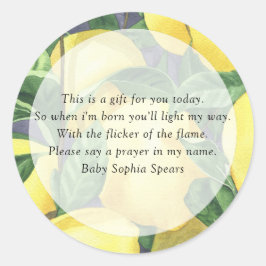 Citrus lemon - Prayer Candle-etikett Runt Klistermärke