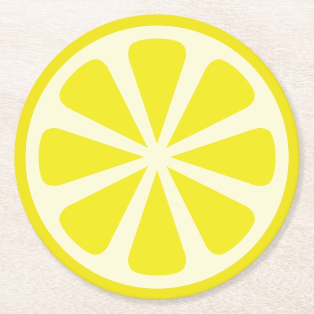 Citrus Lemon Segce Frukt 1:a födelsedagen Party Underlägg Papper Rund (Framsidan)