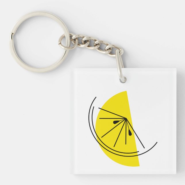 Citrus Lemon Text keychain square dubbla-sidig (Framsidan)