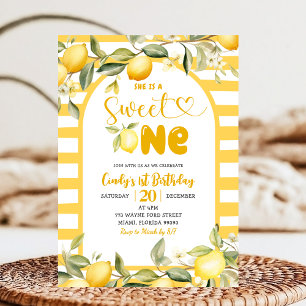 Citrus Lemon Theme Sweet One First Birthday Inbjudningar