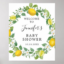 Citrus Lemon Theter Baby Shower Välkomsttecken Poster