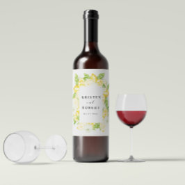 Citrus Lemon Träd Fruit Blommigt Bröllop Vin Vinflaska Etikett