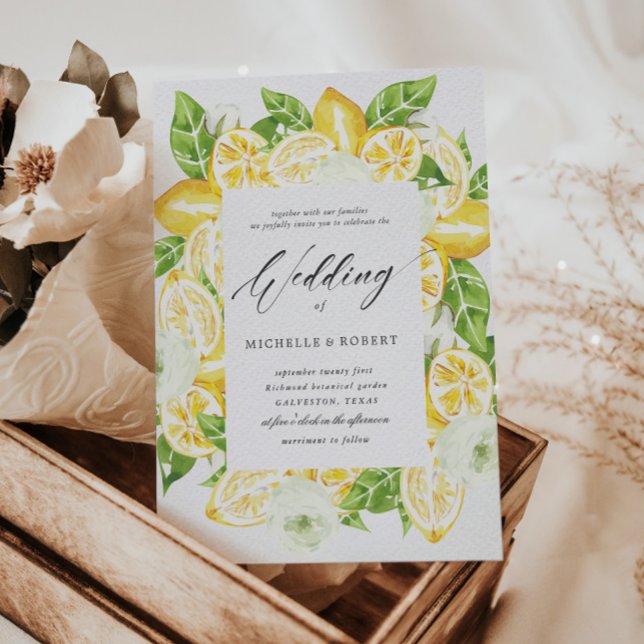 Citrus Lemon Träd White Wedding bjudande (Skapare uppladdad)