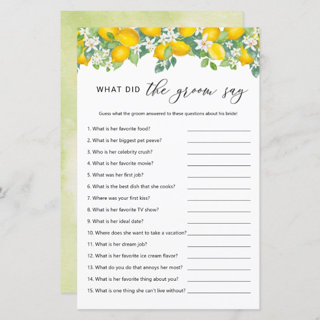 Citrus Lemon vad sa Groom spel? (Fram/baksida)