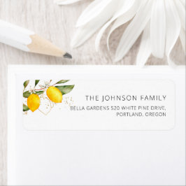 Citrus Lemon Watercolor Baby Shower Returadress Etikett