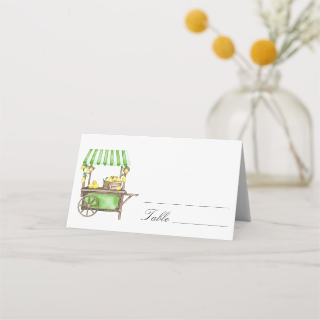 Citrus lemon - wedding place cards placeringskort (Framsida)