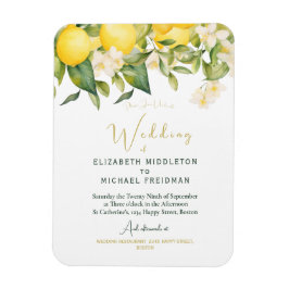 Citrus Lemons Gult Botanical bröllopsinbjudan Magnet