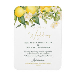 Citrus Lemons Gult Botanical bröllopsinbjudan Magnet