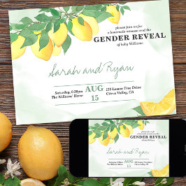 Citrus Lemons Mint Tvättar Gender Reveal Inbjudningar