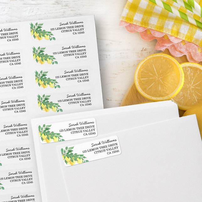 Citrus Lemons Namn och Returadress Returadress Etikett (Return address labels from my Citrus Lemon Baby Shower Collection)