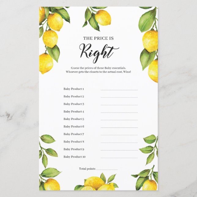 Citrus Lemons Pris är Höger Baby Game (Framsida)