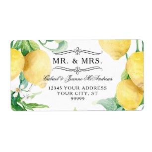 Citrus Lemons White Blommigt Grey Wandre Return Fraktsedel