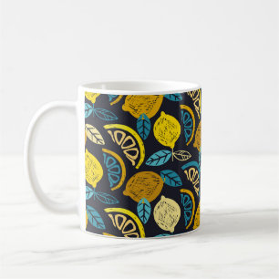Citrus lime citron doodle hand plockade mönster b kaffemugg