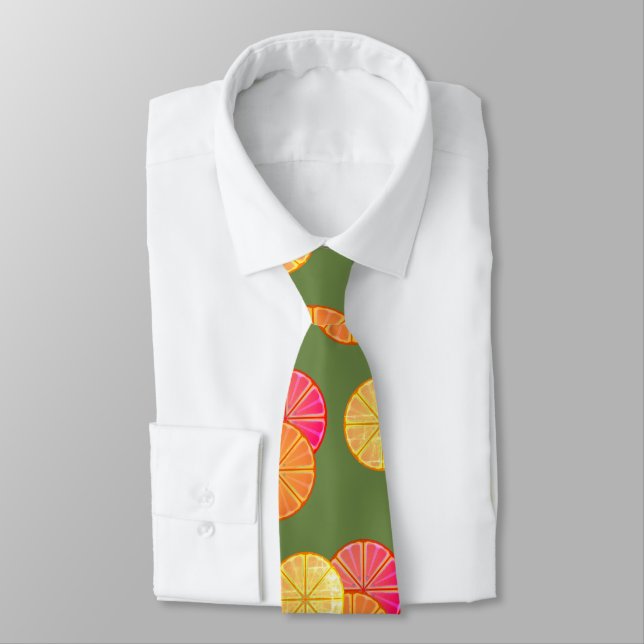 Citrus Lime Graphic Retro Neck Tie Slips (Bunden)
