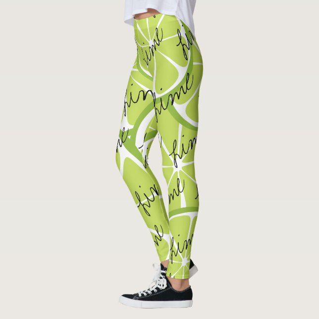 Citrus limefruktdamasker för sommar - djärv leggings (Vänster)
