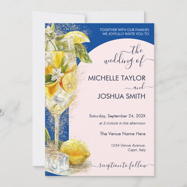 Citrus Limoncello Italien Destination Wedding Inbjudningar (Framsida)