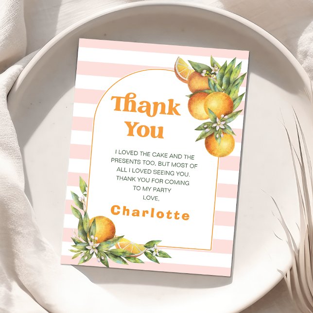 Citrus Little Cutie 1:a födelsedag - tackkort Tack Kort (
Editable Our Little Cutie Birthday Thank You Card Girls Clementine Oranges Birthday Party Arch Card)