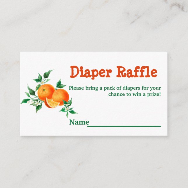 Citrus Little Cutie Baby Shower Game Diaper Raffle Tilläggskort (Framsida)