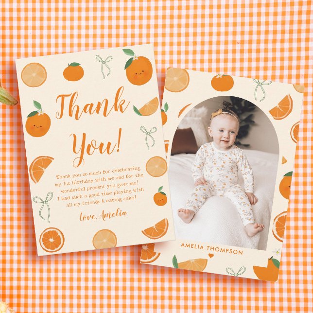Citrus Little Cutie Birthday Photo Tack Kort (Skapare uppladdad)