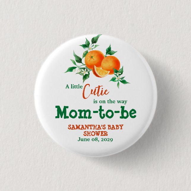 Citrus Little Cutie Botanie Orange Baby Shower C Knapp (Framsida)